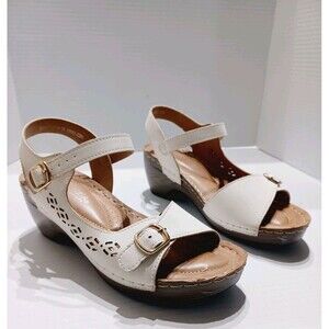 Patrizia White Shantay Women's Open Toe Wedge Sandals Women's Size 8.5 wide